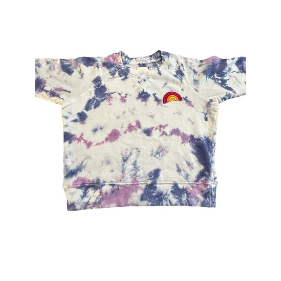 Mother Denim Size XS Square Wash Tie Dye Sweatshirt Blueberry Rainbow Patch #N12 - Picture 3 of 14